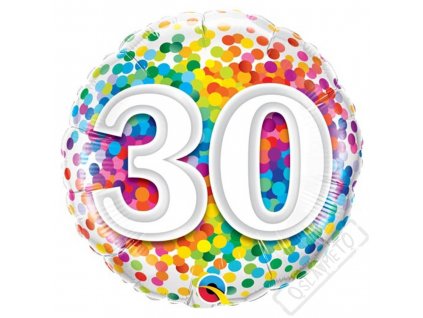 Narozeninový balónek Confetti číslo 30, 45cm