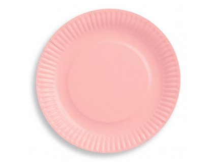 Papírové barevné talířky pudrově růžové