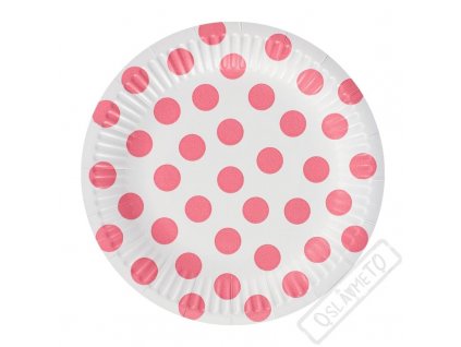 Papírové party talířky s puntíky malé růžové