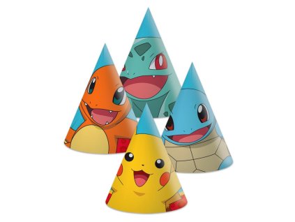 Papírové party kloboučky Pokémon, 6ks