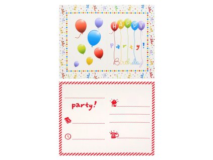 Pozvánky na oslavu Happy Party, 6ks