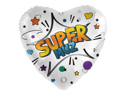 Balónek s českým textem Super muž srdce 43cm