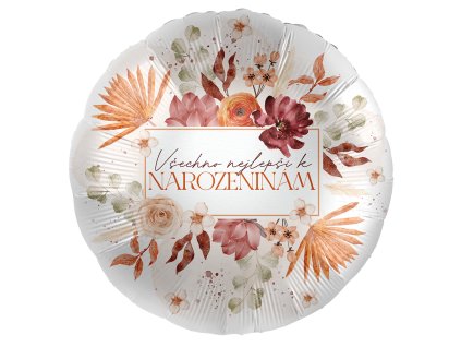 Balónek s českým textem Všechno nejlepší Flower 43cm