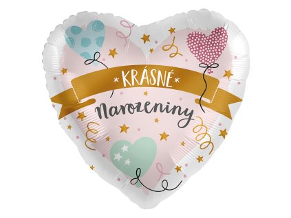 Balónek s českým textem Krásné narozeniny srdce 43cm
