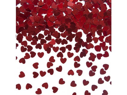 Dekorační konfety na stůl Srdce červená