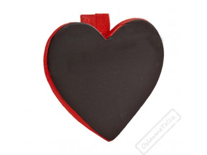 Dekorační kolíček s tabulkou Srdce červené