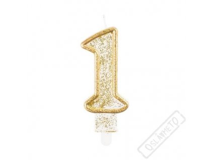 Narozeninová svíčka Glitter Gold číslo 1