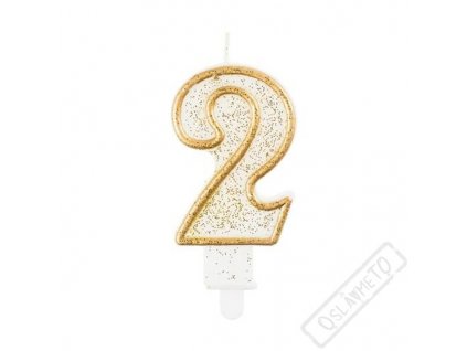 Narozeninová svíčka Glitter Gold číslo 2