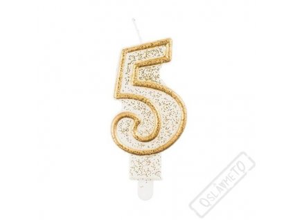 Narozeninová svíčka Glitter Gold číslo 5