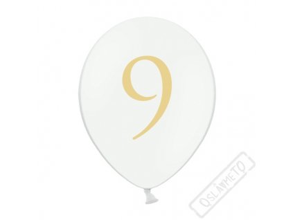 Nafukovací balónek latexový s číslem 9 bílý