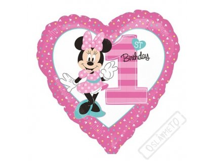 Nafukovací balónek 1.narozeniny Minnie 45cm