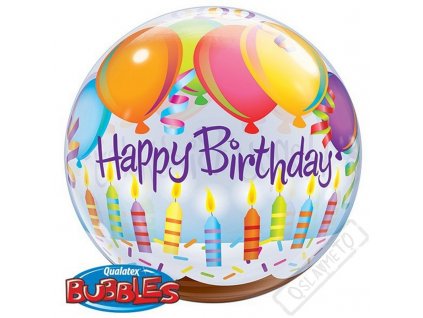 Nafukovací balón bublina Happy Birthday 56cm