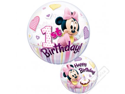Nafukovací balón bublina Minnie 1 rok 56cm