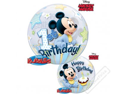 Nafukovací balón bublina Mickey 1 rok 56cm