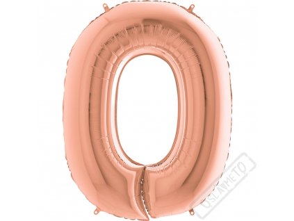 Nafukovací balón číslo 0 Rose Gold 102cm