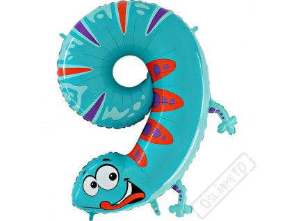 Nafukovací balón číslo 9 Zvířátko Gekon 102cm