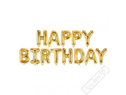 Nafukovací písmena HAPPY BIRTHDAY zlatá