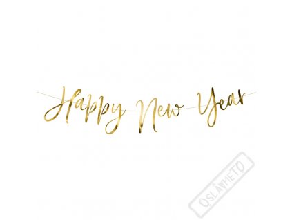 Papírový nápis Happy New Year zlatý