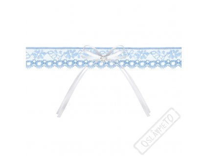 Svatební podvazek krajkový modrý