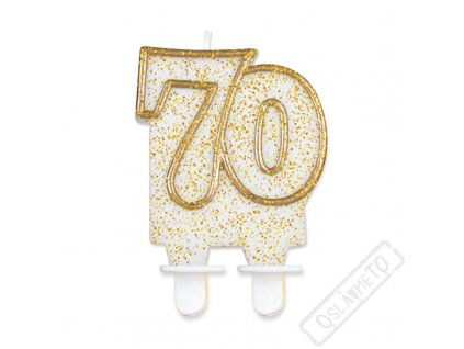 Narozeninová svíčka Glitter Gold číslo 70