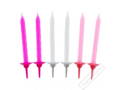 Dortové svíčky se stojánky Pink
