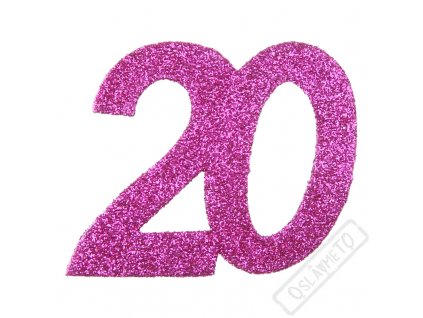 Dekorační čísla 20 růžová, 6ks