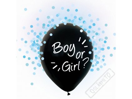 Latexové balónky s konfetami Boy or Girl modré