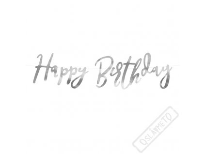 Fóliový nápis Happy Birthday stříbrný