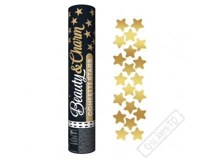 Vystřelovací konfety hvězdy zlaté 30cm