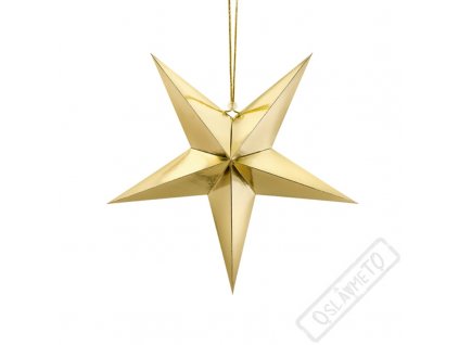 Závěsná dekroace papírová hvězda zlatá