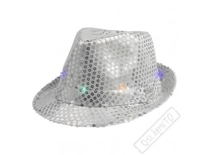 Svítící klobouk Pop Star stříbrný