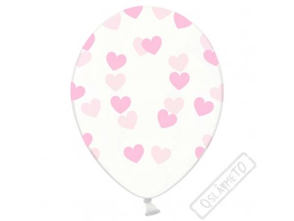 Latexový balónek se srdíčky Crystal Pinky