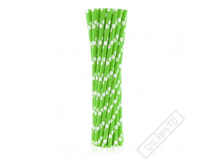 Papírová brčka s puntíky zelená