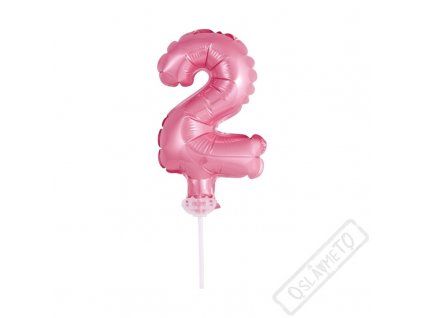 Nafukovací balónek na dort číslo 2 růžový