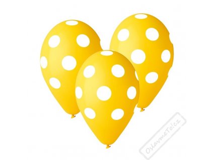 Latexový balónek s puntíky žlutý