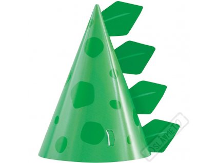 Papírové party kloboučky Dino