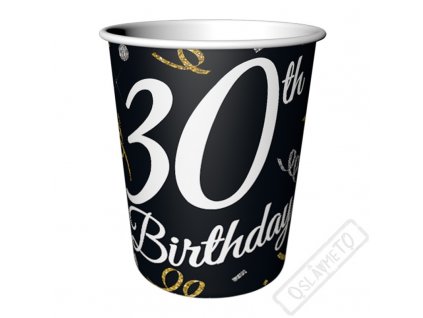 Papírové party kelímky s číslem 30 Elegant