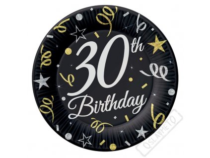 Papírové narozeninové talířky s číslem 30