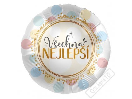 Balónek s českým textem Všechno nejlepší puntík 43cm