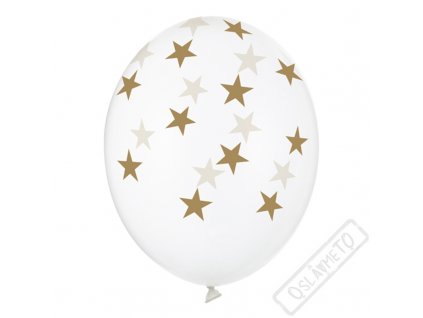 Latexový balónek s potiskem Stars Crystal Gold