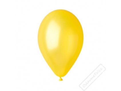 Metalický nafukovací balónek latex žlutý