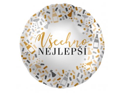Balónek s českým textem Všechno nejlepší Konfety 43cm