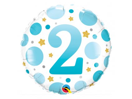 Nafukovací balónek Dotty Azuro s číslem 2, 45cm