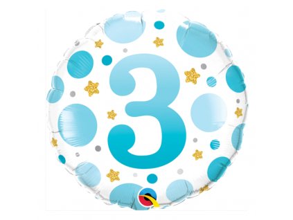 Nafukovací balónek Dotty Azuro s číslem 3, 45cm