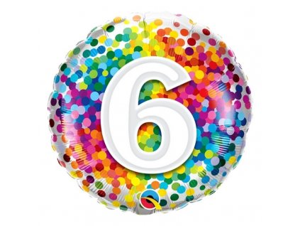 Narozeninový balónek Confetti číslo 6, 45cm