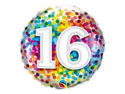 Narozeninový balónek Confetti číslo 16, 45cm