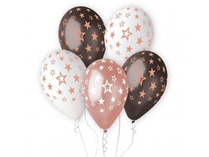 Latexové balónky s potiskem Stars Rose-gold