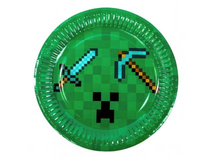 Papírové party talířky Minecraft Pixel