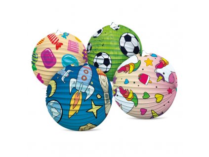 Papírový lampion kulatý dětský Carneval mix