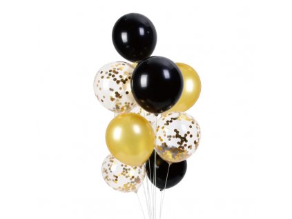 Latexové balónky s konfetami Golden Black